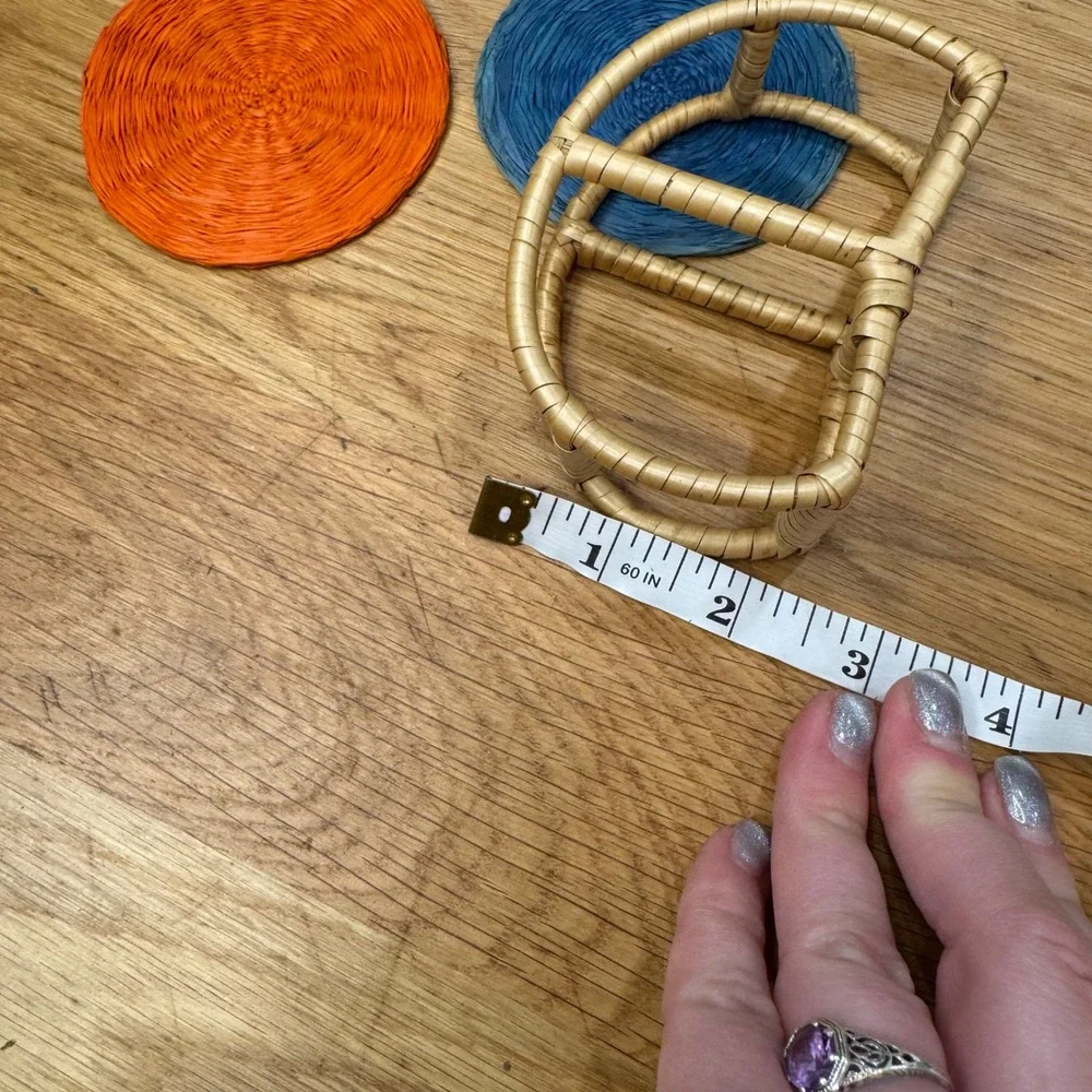 Vintage Woven Raffia Coasters Set of 8 with Wicker Holder Multicolor Boho‎ Decor